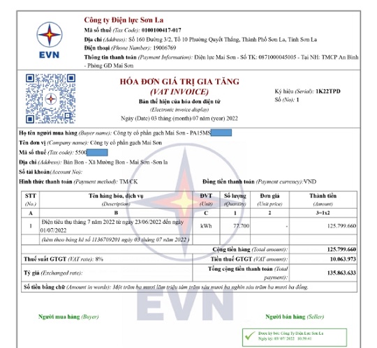 PC Sơn La Thông báo về việc Triển khai áp dụng Hóa đơn điện tử mới từ 01/7/2022